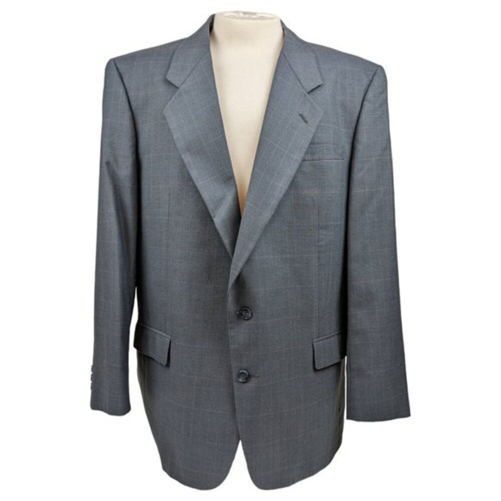 Pierre‎ Balmain Paris Marseille Gray Plaid Suit Jacket Single-breasted 46L